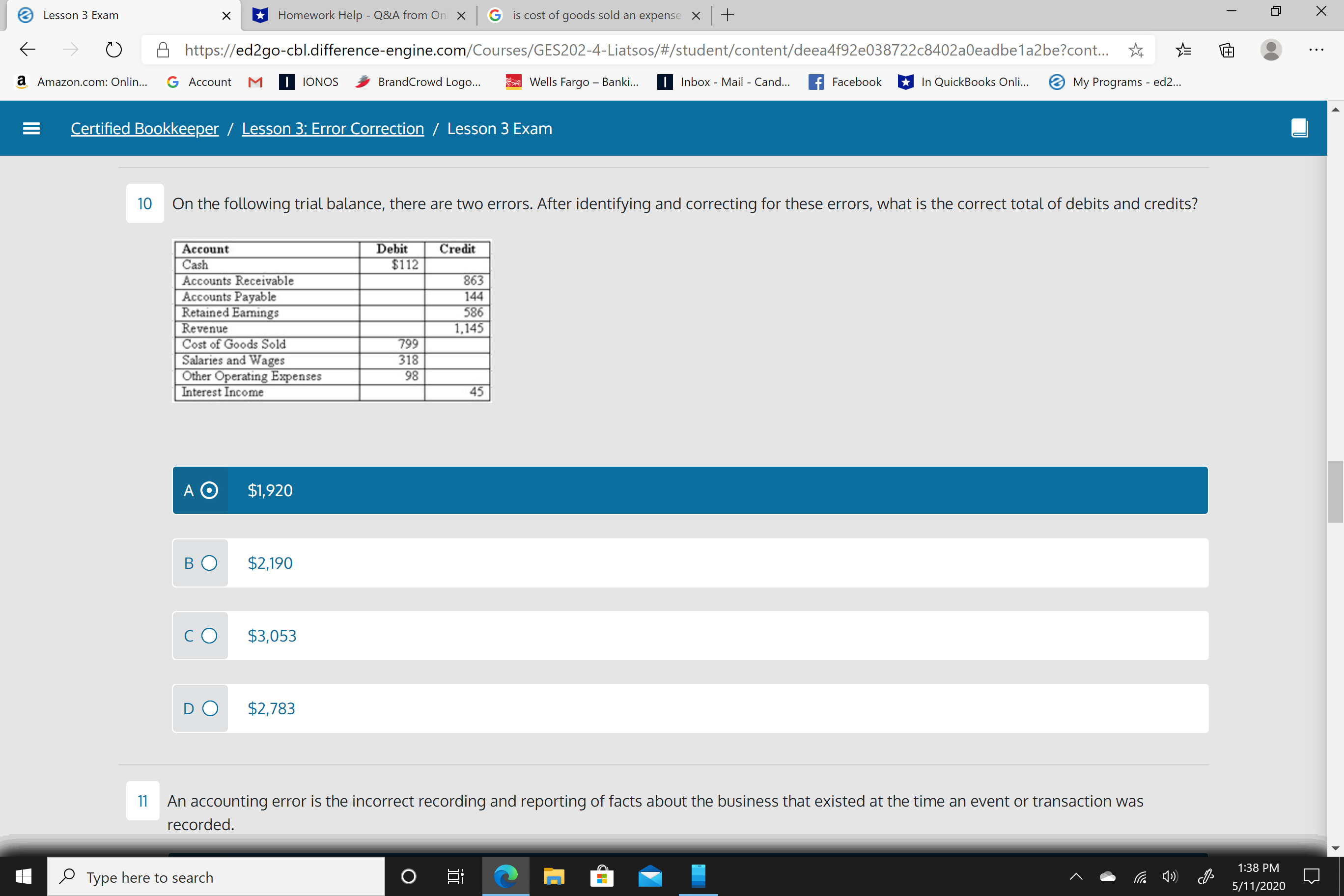 I cannot wrap my brain around just this one question. Please walk