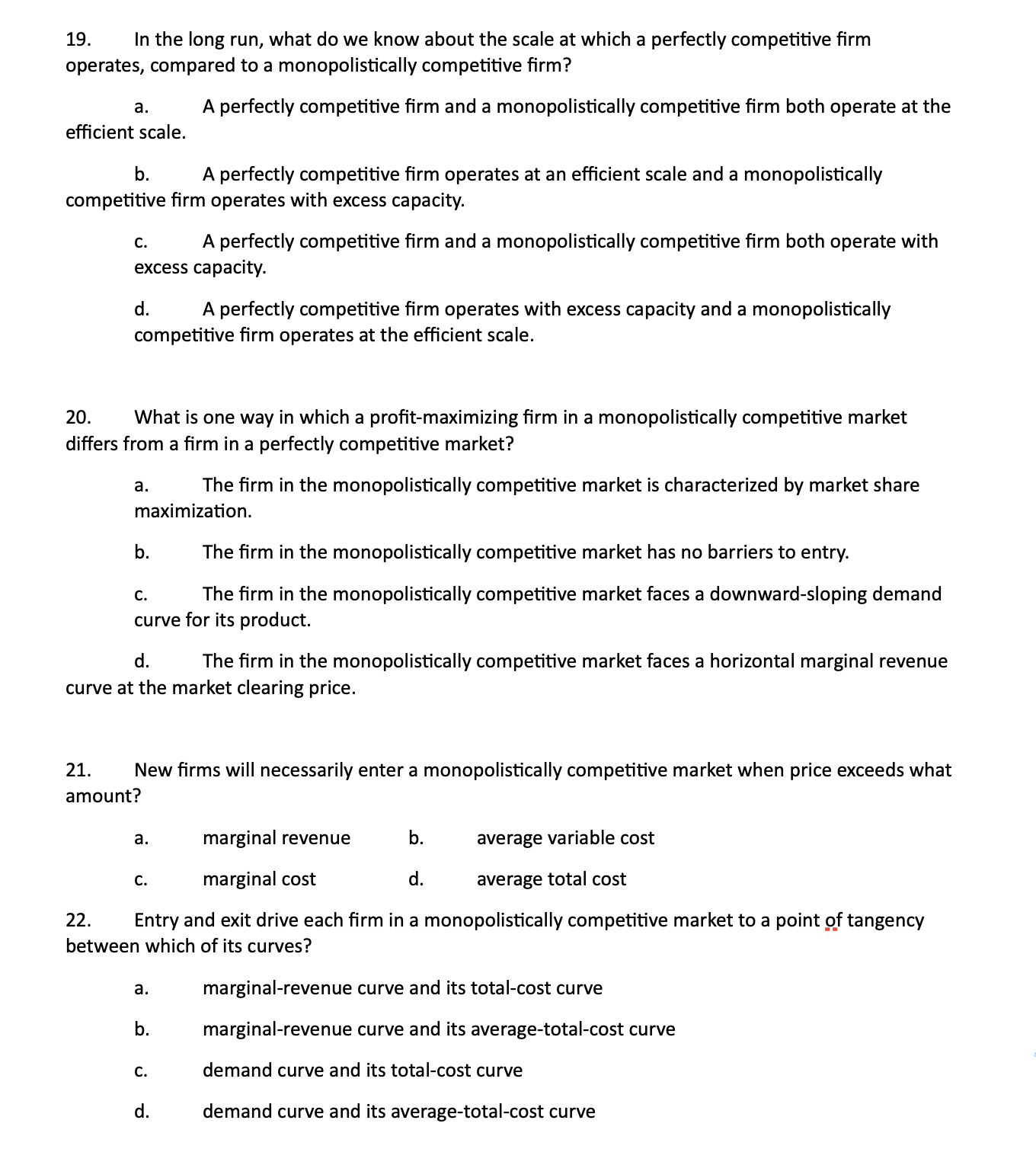 at an efcient scale and a monopolistically competitive rm operates with excess