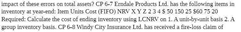 impact of these Errors on total assets ? CP E -