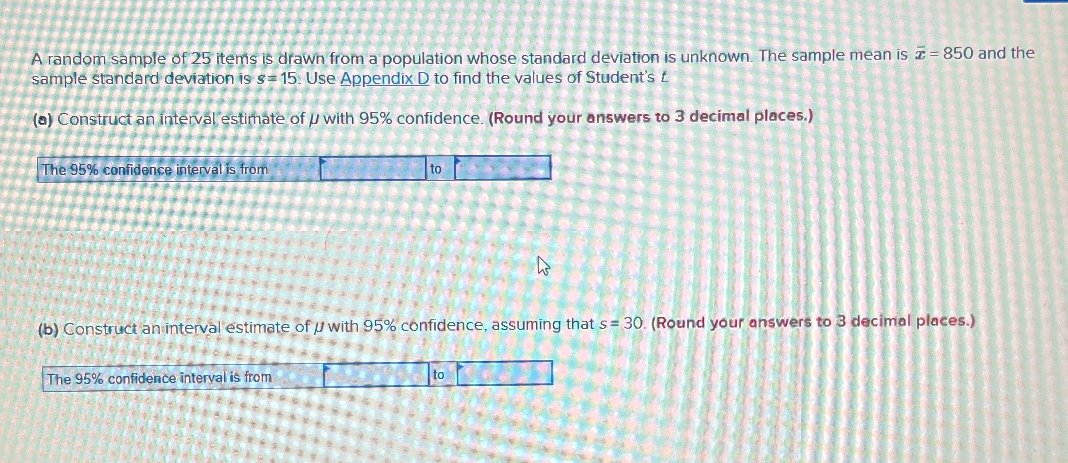 A random sample of 25 items is drawn from a population