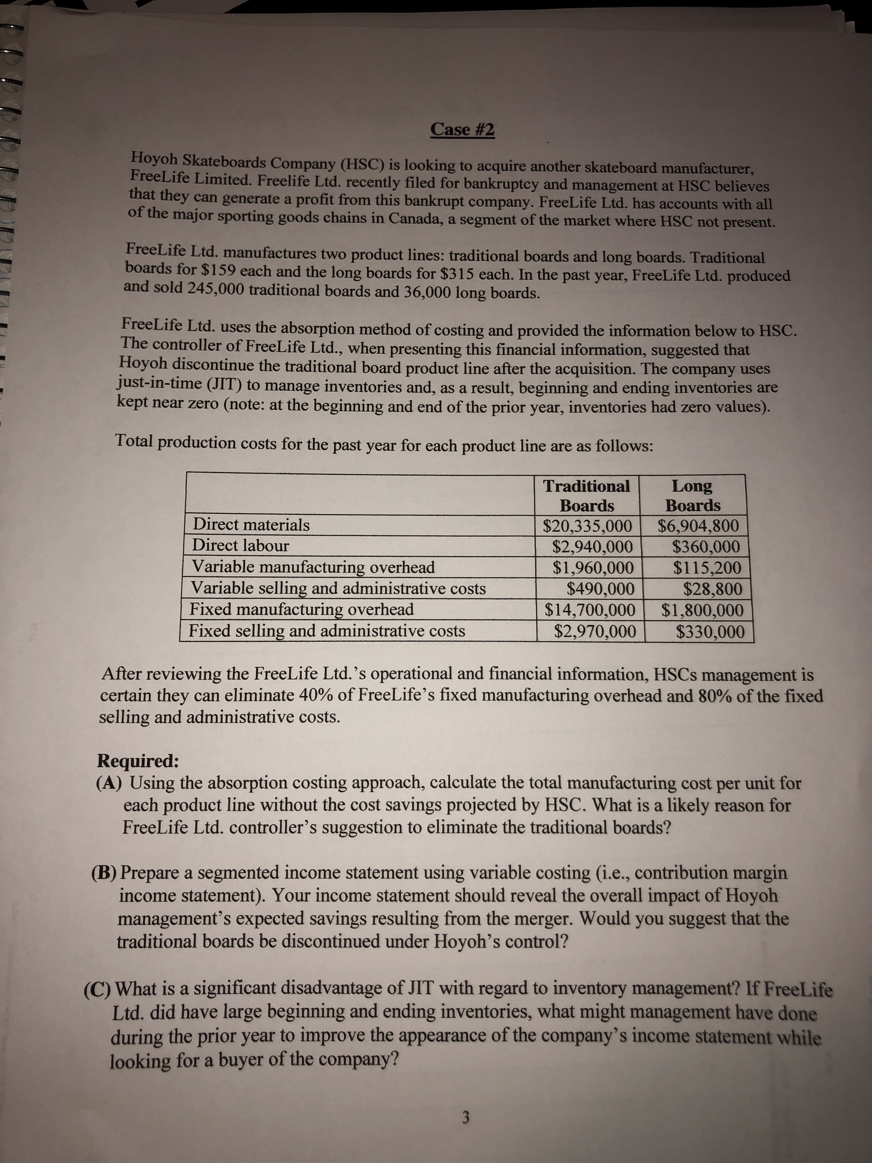 Case #2 Hoyoh Skateboards Company (HSC) is looking to acquire another skateboard