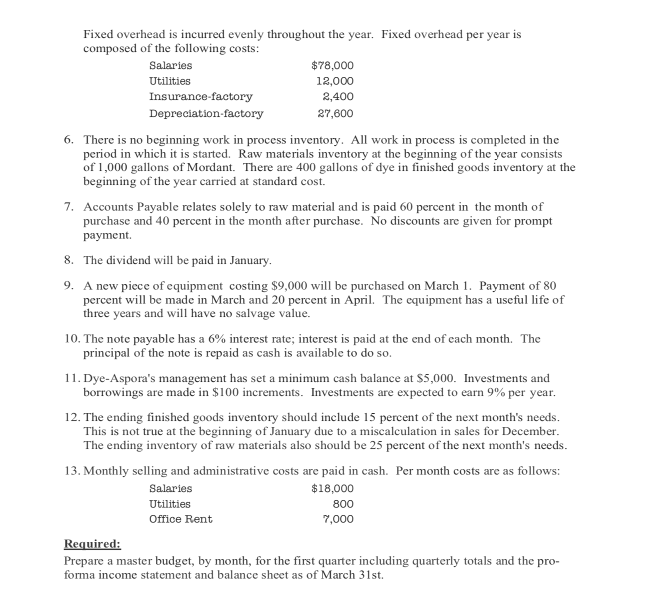 totals and the pro- forma income statement and balance sheet as of
