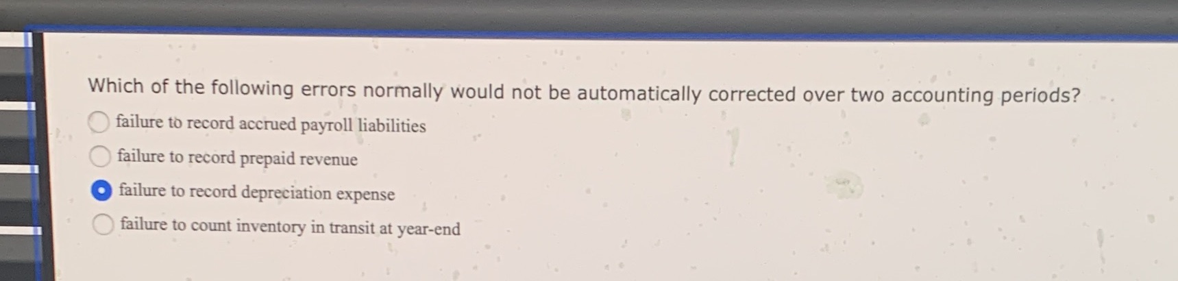 Which of the following errors normally would not be automatically corrected