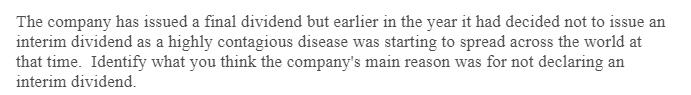 main reason was for not declaring an interim dividend.The following CR account