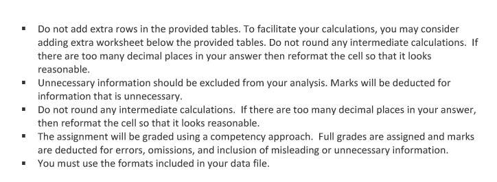 your calculations, you may consider adding extra worksheet below the provided tables.