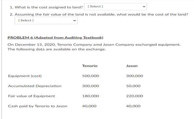 the above data, determine the cost of the following: 1. Land [