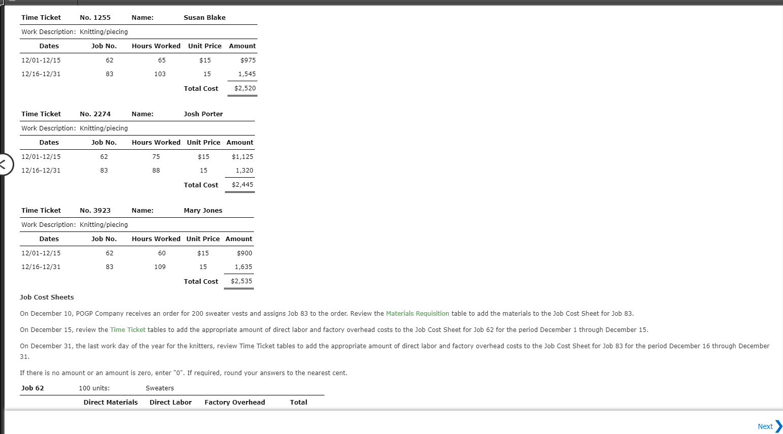 me explain the numbers to plug into "Job 62" and "Job 83",