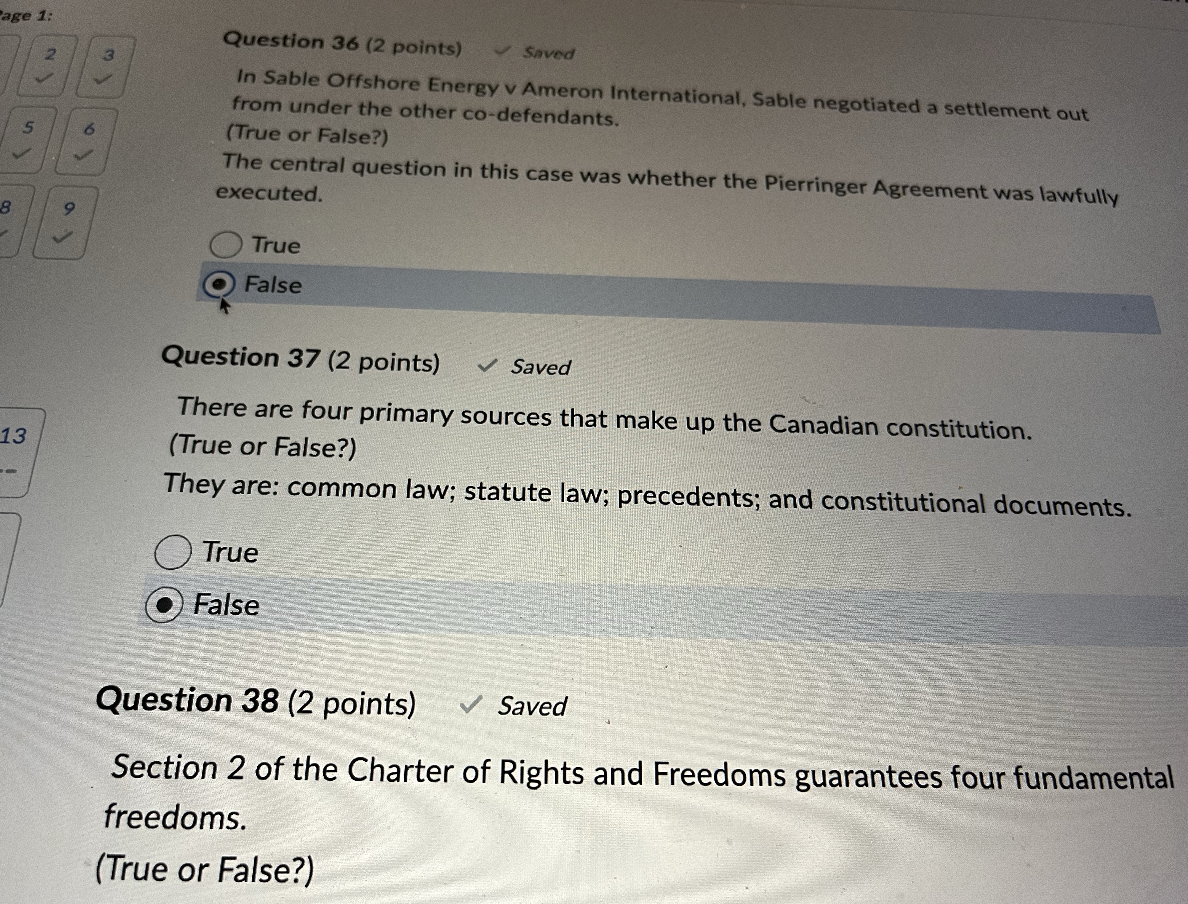 age 1: Question 36 (2 points) ~ Saved N 3 In