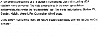 spreadsheet midtermdata xlex under the "student data" tab. The fields included are;
