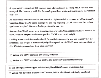 Student ID. Gender, Height, Weight, Pet Ownership, GMAT score. Using a 95%