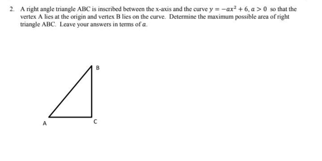 please help this calculus application question , thanksss 2. A right angle