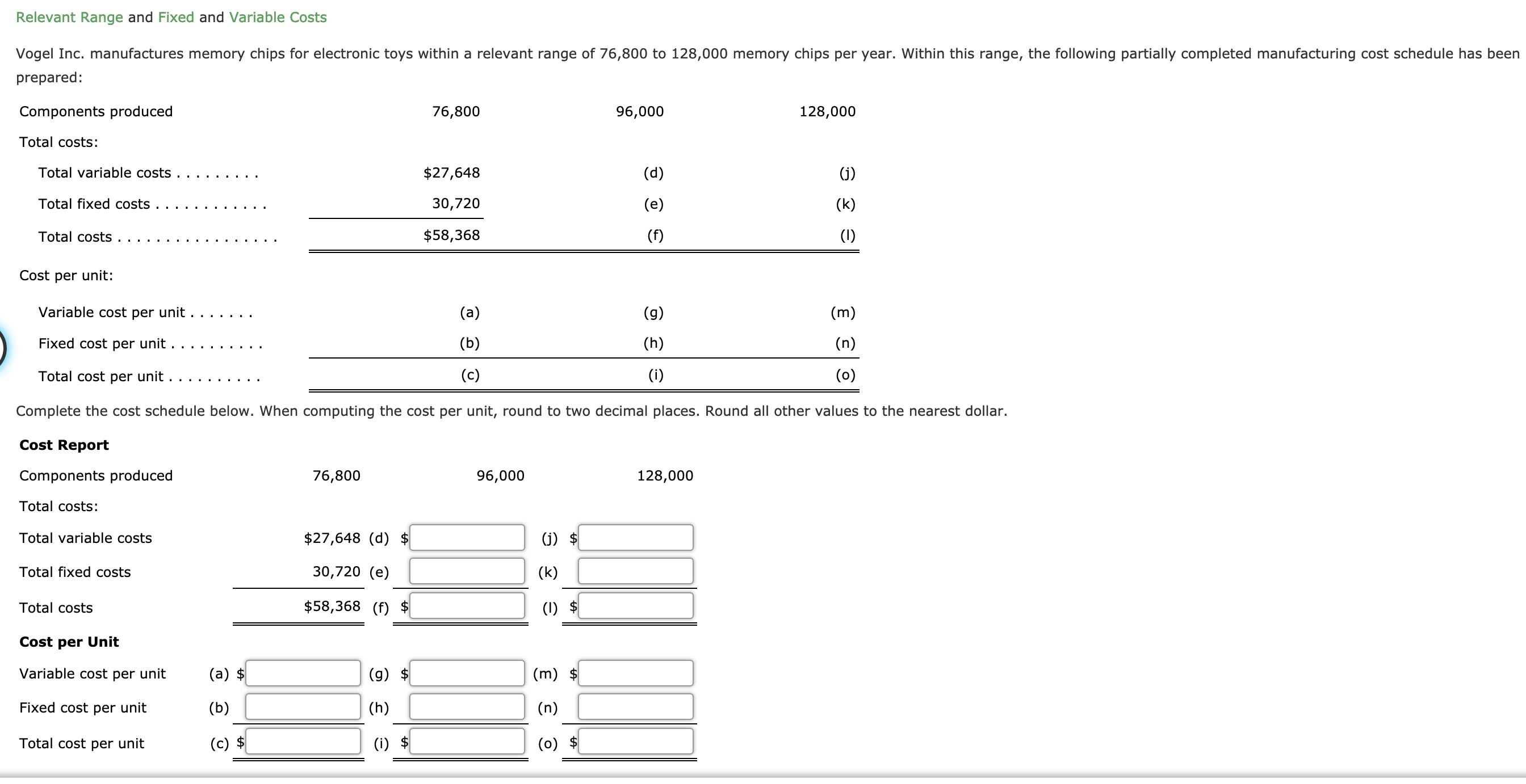 Cost Graph Two O Total Units Produced O Total Units Produced Cost