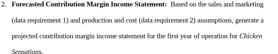 2. Forecasted Contribution Margin Income Statement: Based on the sales and