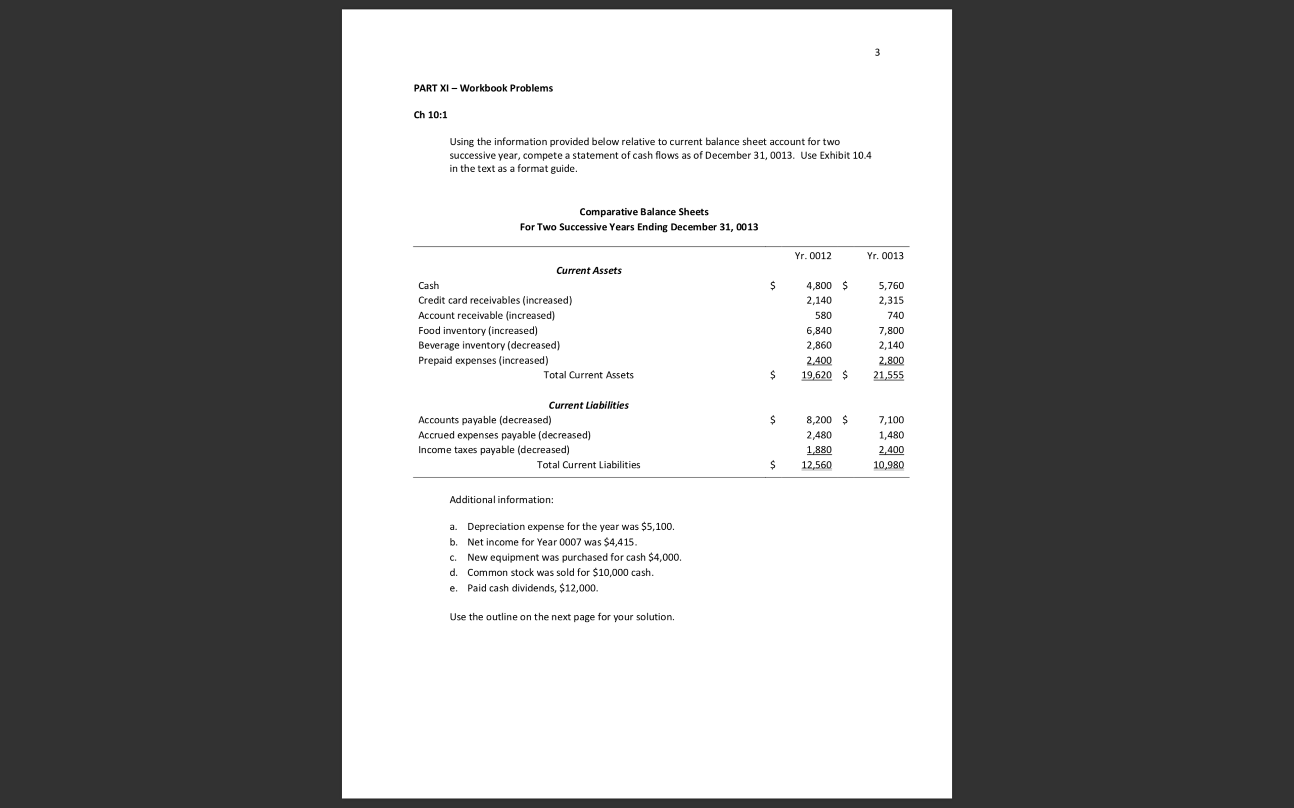 WORKBOOK EXERCISES AND PROBLEMS PART XI - Workbook Exercises Ch 10:1 Indicate