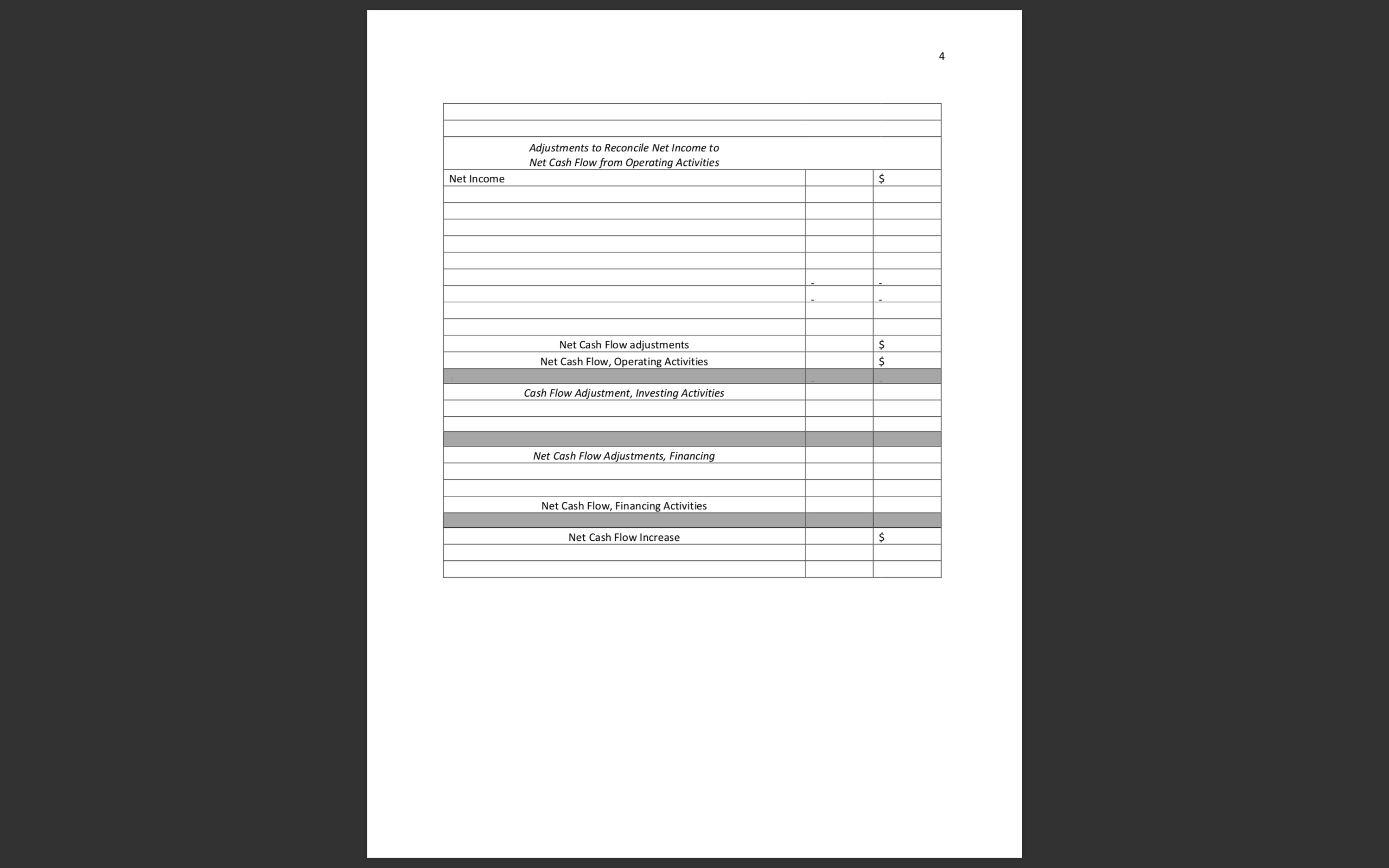 the immediate effect that each transaction shown below will have on the