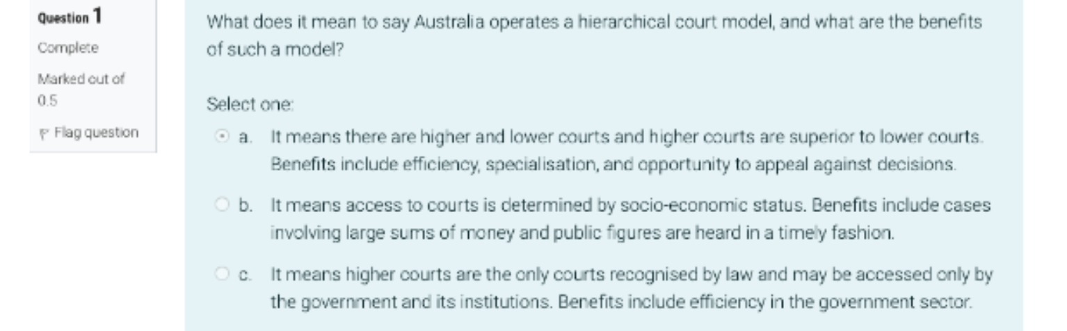 hierarchical court model, and what are the benefits Complete of such a