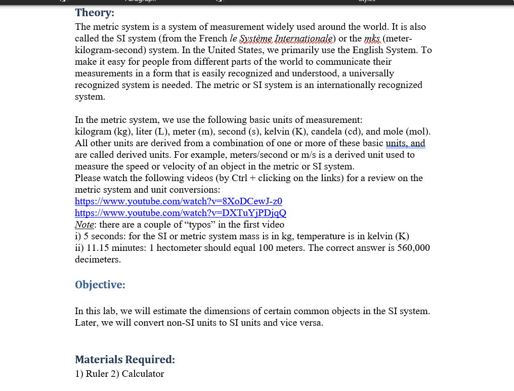 calculations in the tables below. 5 m Example: 500 cm 4.5 kg