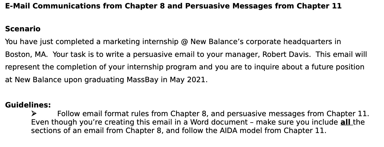Scenario You have just completed a marketing internship @ New Balance's corporate