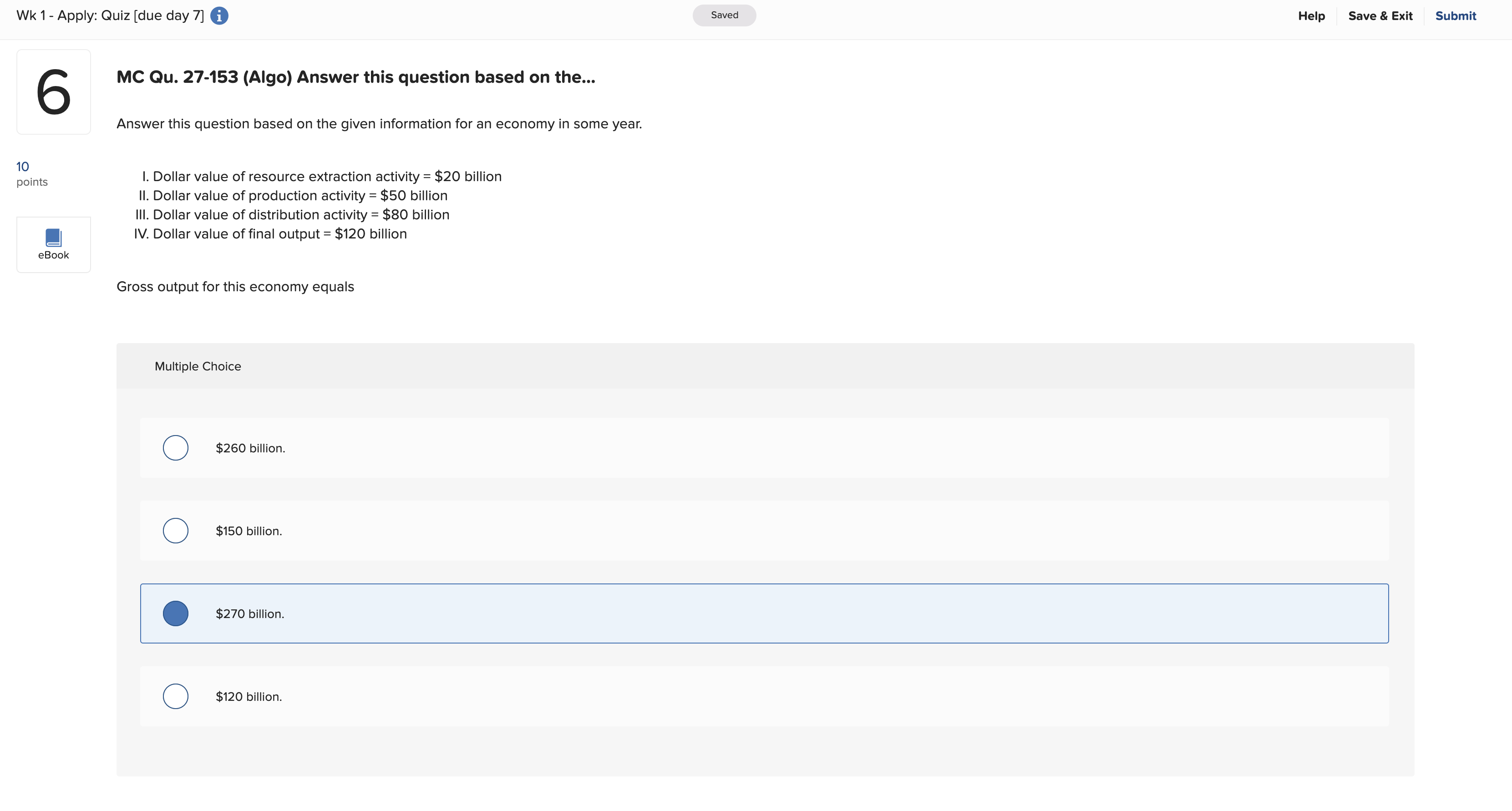 What is the solution to number 6? Wk 1 - Apply: Quiz