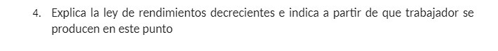 4. Explica la ley de rendimientos decrecientes e indica a partir de