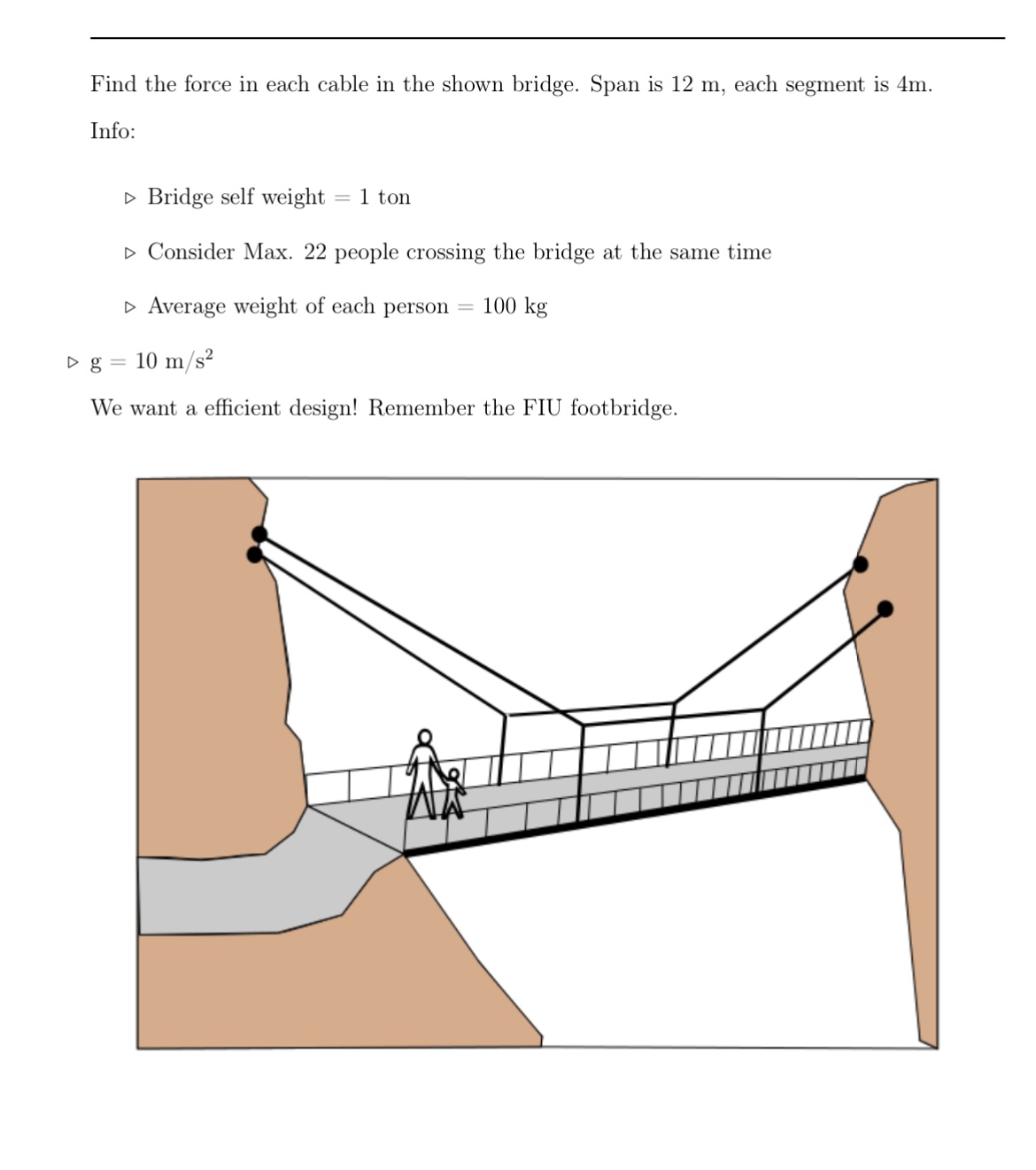 is 12 m, each segment is 4m. Info: D Bridge self weight