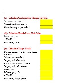 Variable costs per unit (a) Contribu margin per unit (d) - Calculate