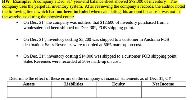A company"s Dec. 31" year-end $72,000 ot inventory. company uses the perpetual