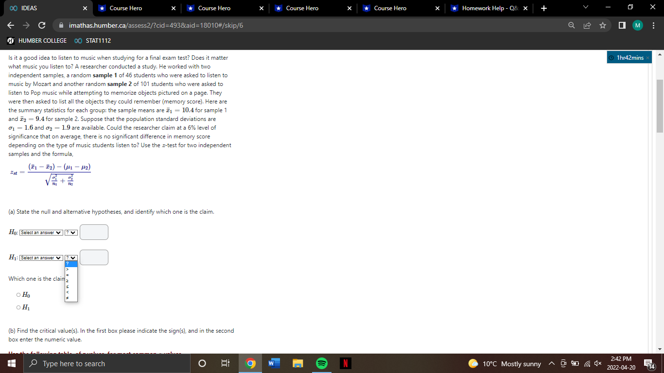 a good idea to listen to music when studying for a final