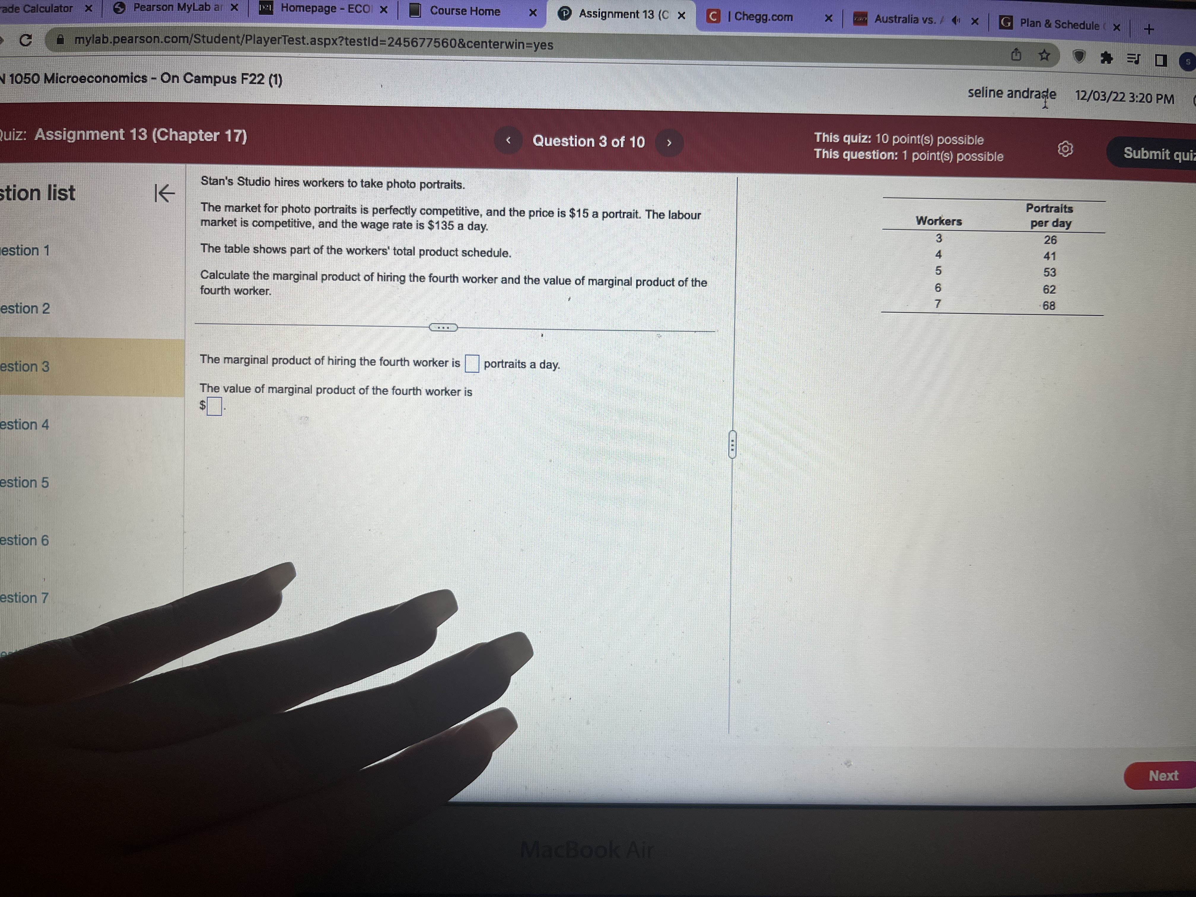 and the wage rate is $60 a day The table shows part