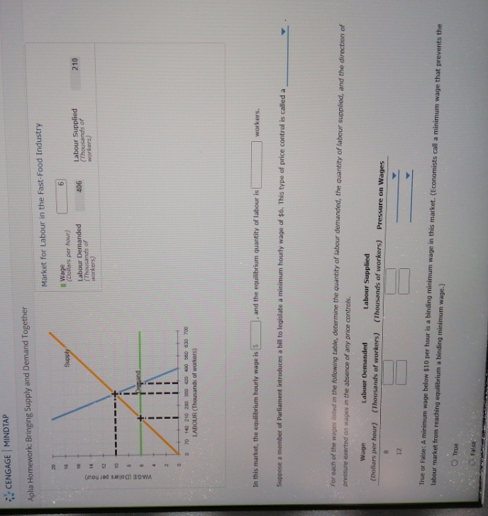  CENGAGE | MINDTAP Aplia Homework: Bringing Supply and Demand Together Market