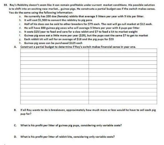 current market conditions. His possible solution is to shift into an exciting