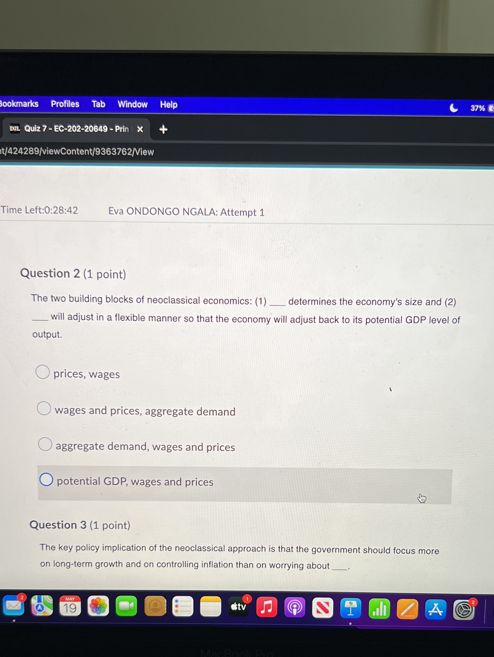 'ookmarks Profiles Tab Window Help on. Quiz 7 ~ EC-202-20649 -
