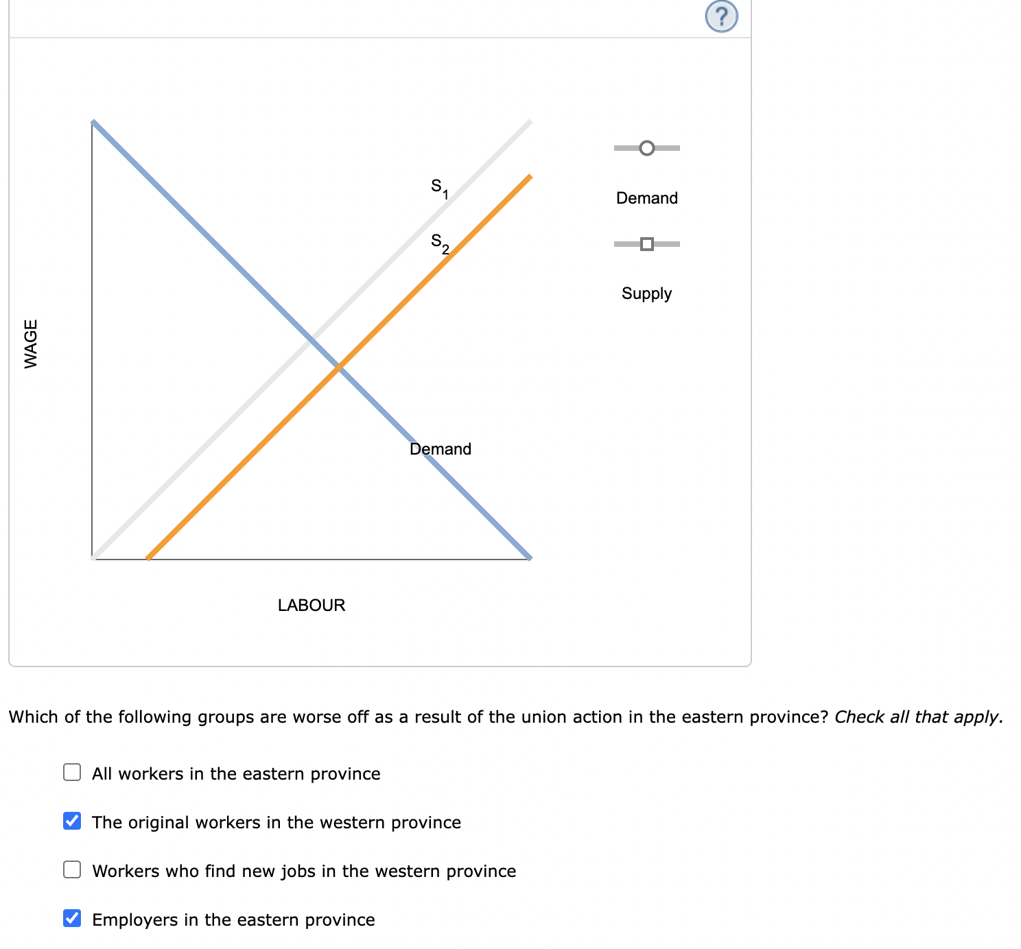 labour market in a province in the east. Initially, the marketclearing wage
