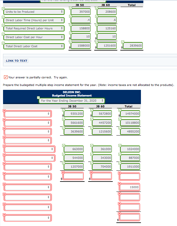 need it. Thanks! Problem 22-02A Deleon Inc. is preparing its annual budgets