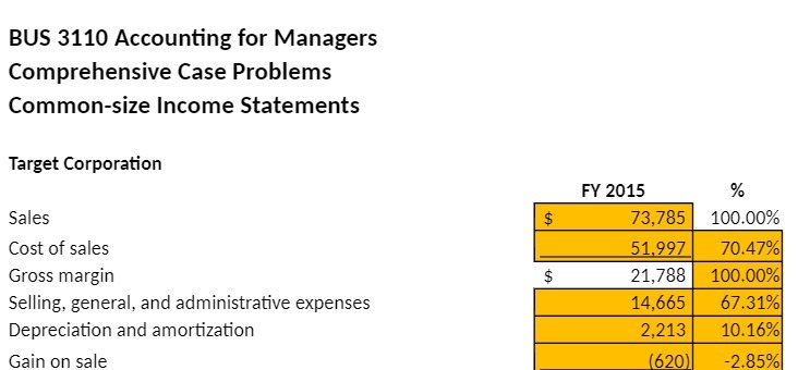 Target Corporation FY2015 9'5 Sales {lost of sales Gross margin Seiling, general,