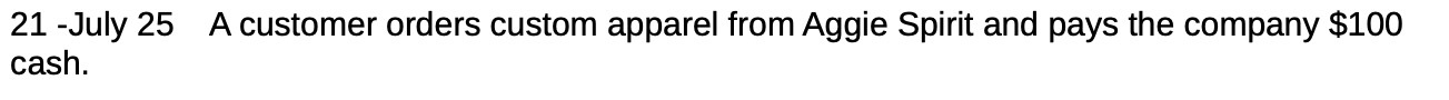 21 -July 25 A customer orders custom apparel from Aggie Spirit and