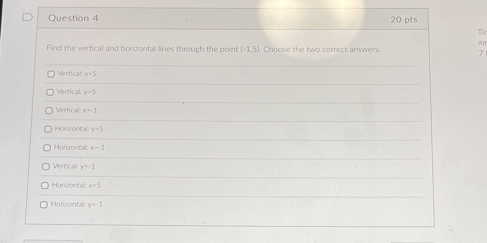 D Question 4 20 pts Tir At Find the vertical and