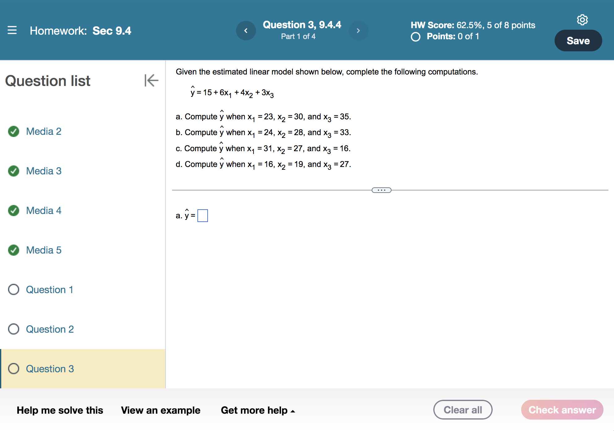 Answer for all parts A-D Homework: Sec 9.4 Question 3, 9.4.4 HW