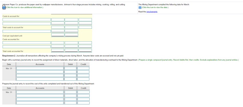 information to solve the problem Johnson Paper Co produces the paper used