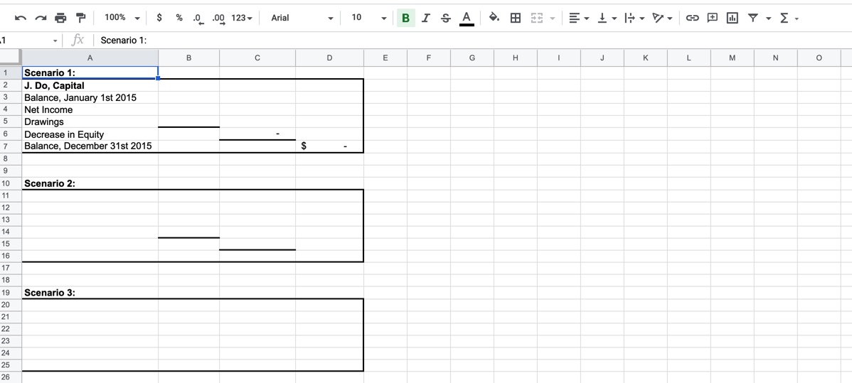 Access the Capital Section Template for this assignment. Instructions: . For each