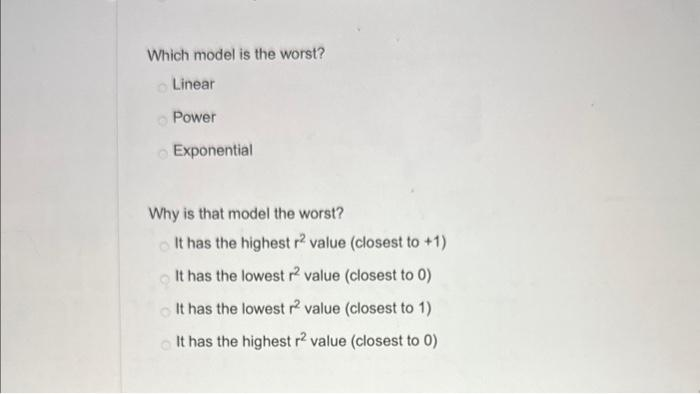 find the correspond models (rounded to 3 decimal places). Provide the r