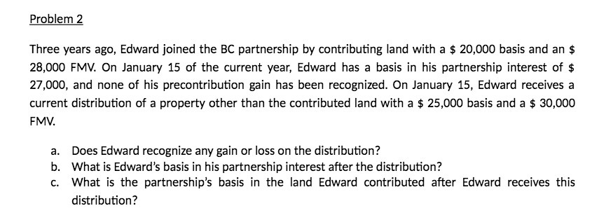 contributing land with a $ 20,000 basis and an $ 28,000 FMV.