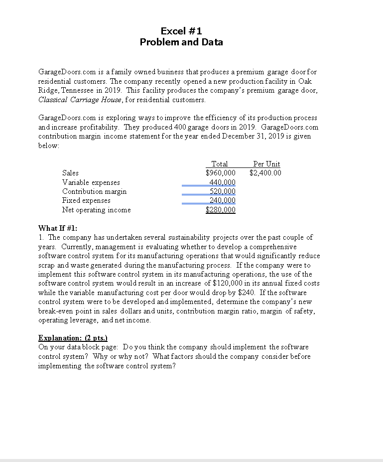 Data What If #1 Units Jnits Last Year ? Proposed: ? Per