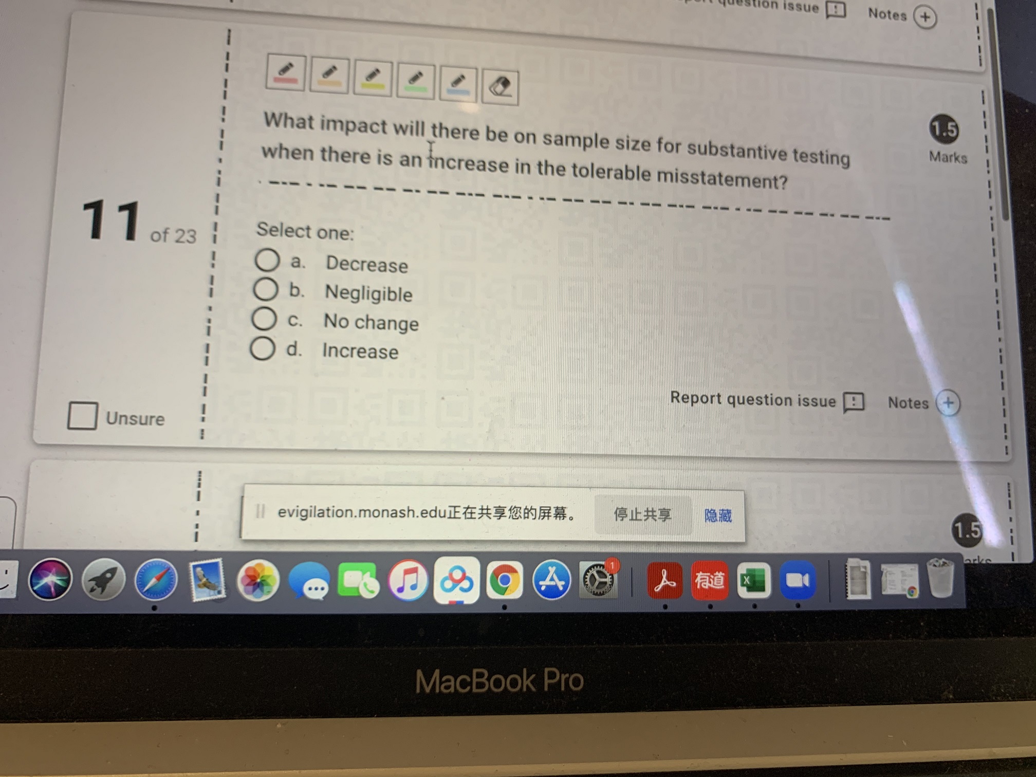 Marks Select one: 6 of 23 a. An error which is between