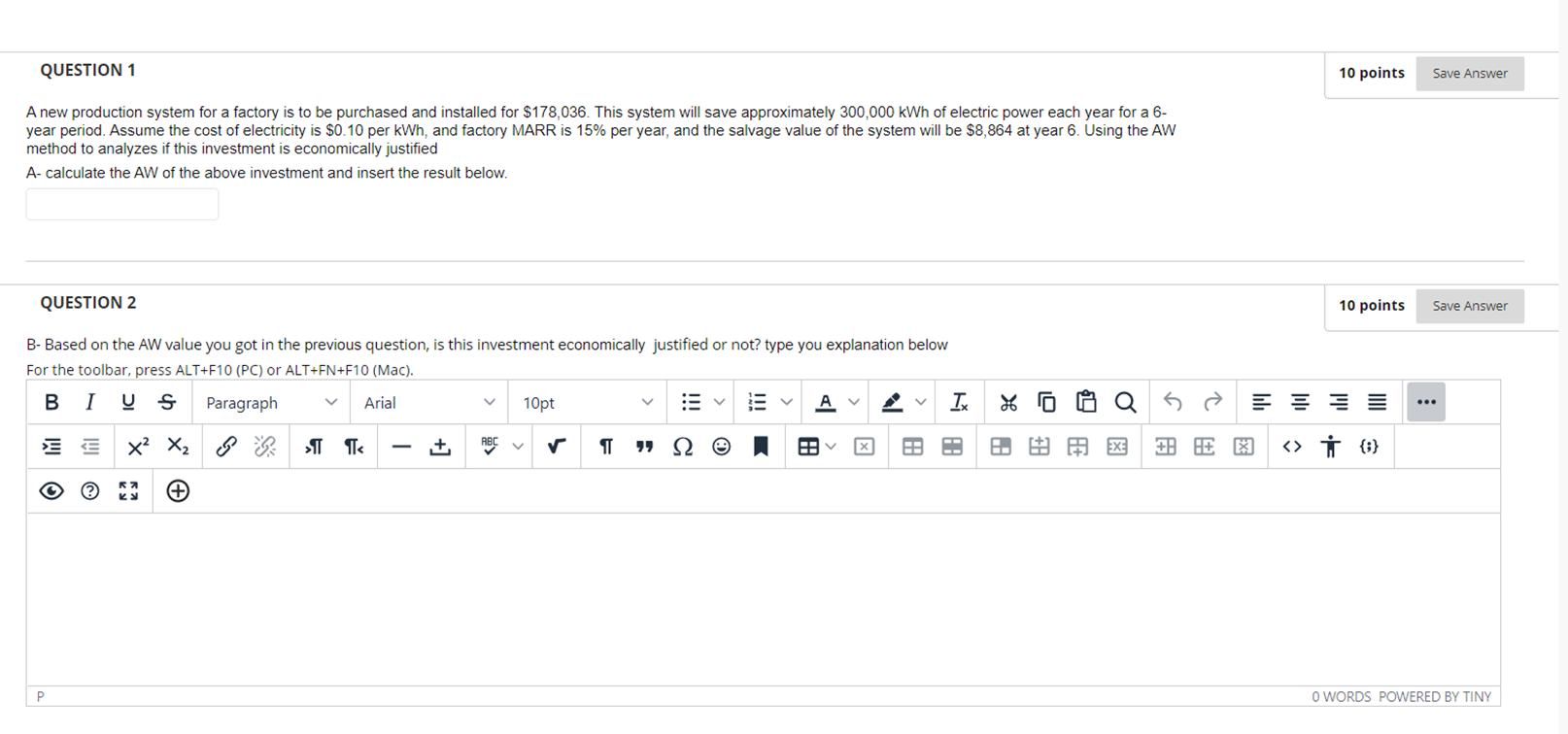 of the system will be $8,864 at year 6. Using the AW