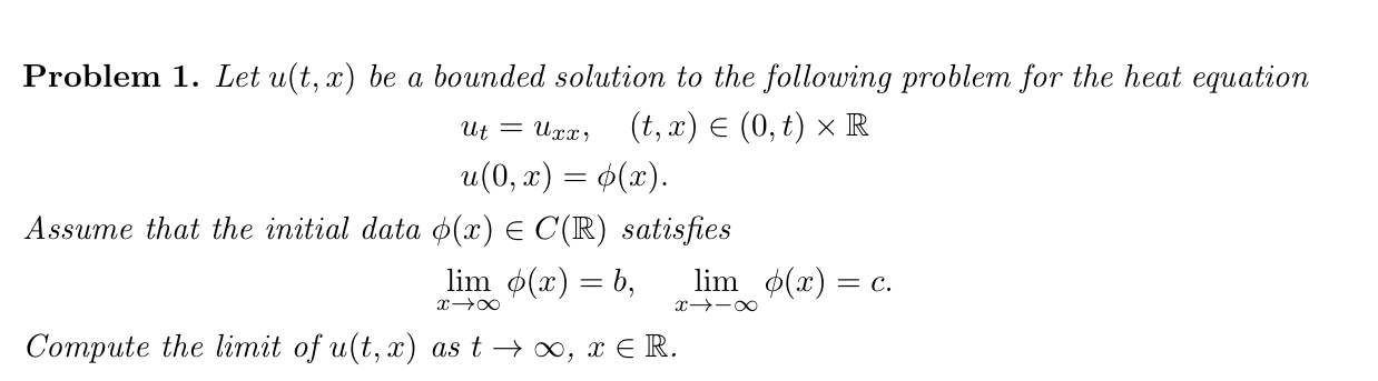 following problem for the heat equation Ut = Uxx, (t, x) E