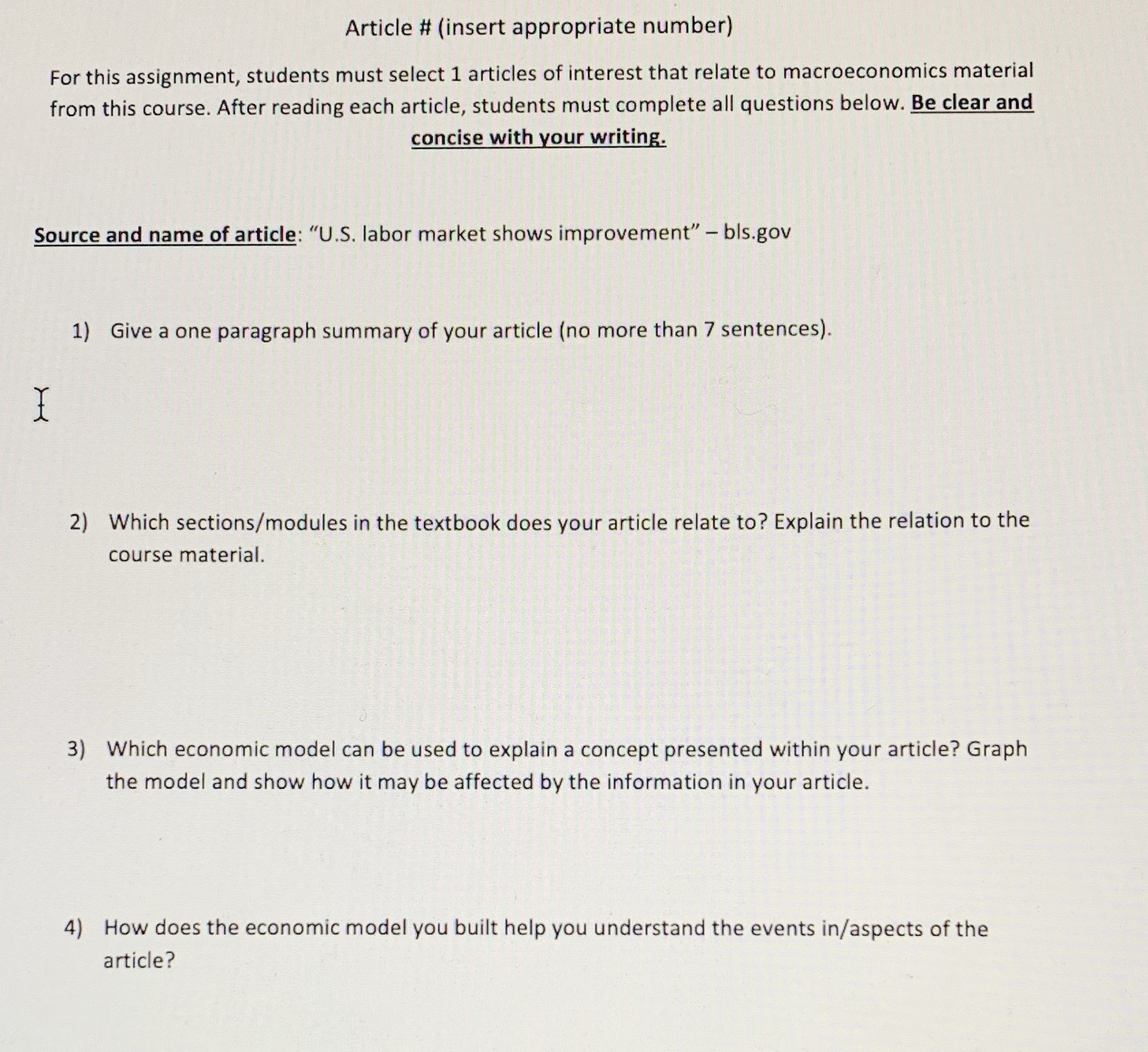  Article # (insert appropriate number] For this assignment, students must select