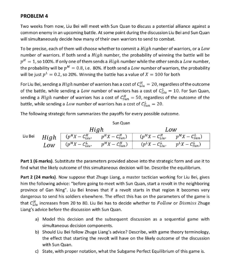 Sun Quan to discuss a potential alliance against a common enemy in