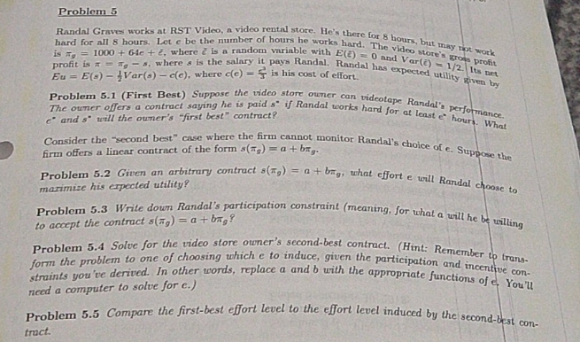 I can't solve problem 5.4 Problem 5 Handal Graves works at RST