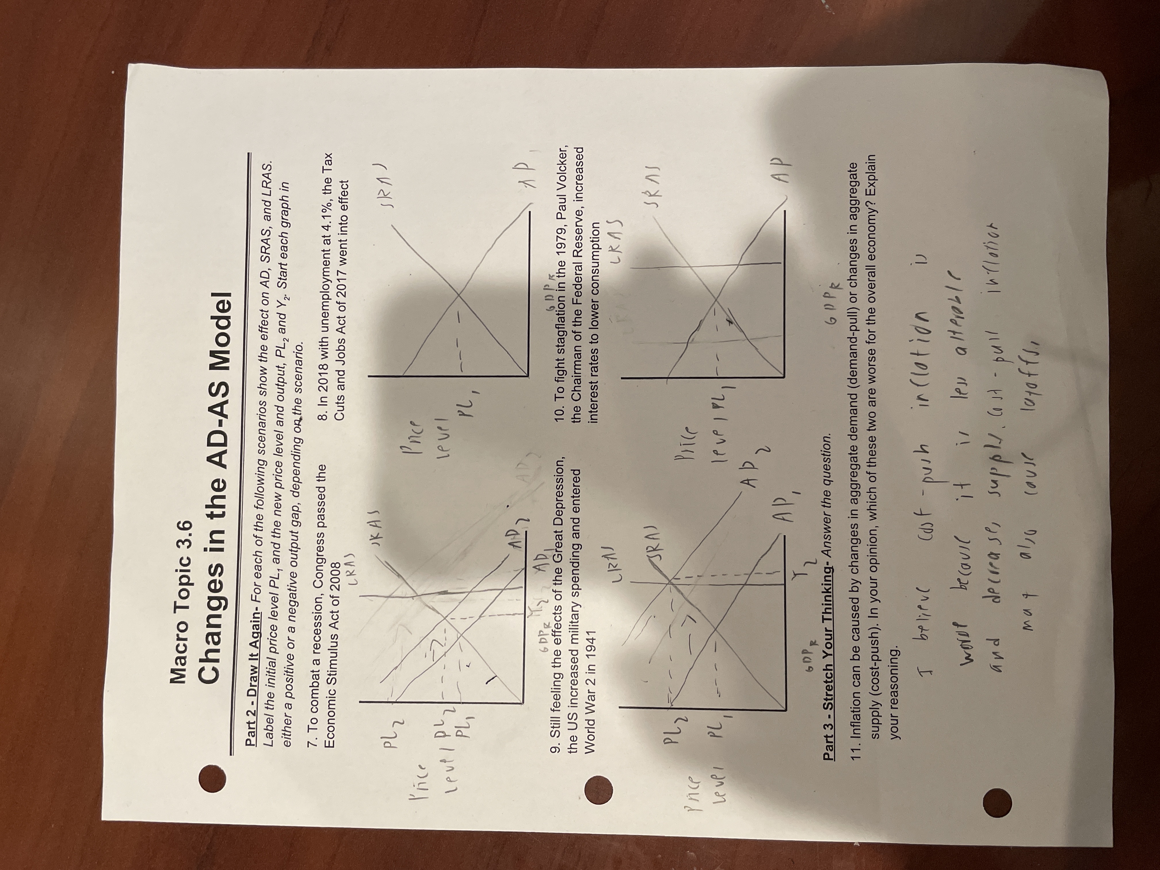 Draw It Again- For each of the following scenarios show the effect